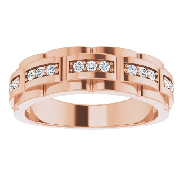 14K White Or Rose Gold Round 1.6 Mm Polished 1/4 Ctw Natural Diamond Pattern Ring, Size 10