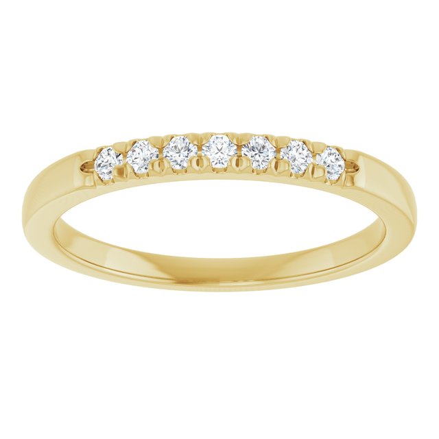 14K Yellow Or White Gold Round 1.7 Mm Polished 1/8 Ctw Lab-Grown Diamond French-Set Anniversary Band Size 7