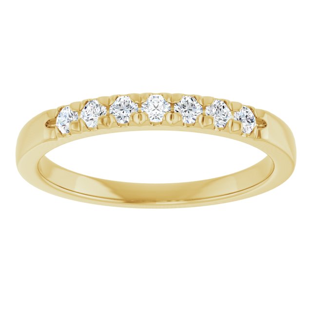 14K Yellow Or White Gold Round 2 Mm Polished 1/5 Ctw Lab-Grown Diamond French-Set Anniversary Band, Size 7