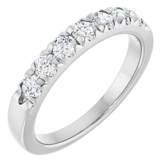 14K White Gold Round 2.75 Mm Polished 1/2 Ctw Lab-Grown Diamond French-Set Anniversary Band Size 7