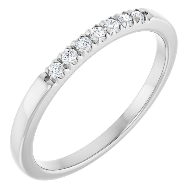 14K Yellow Or White Gold Round 1.5 Mm Polished 1/10 Ctw Lab-Grown Diamond French-Set Anniversary Band Size 7
