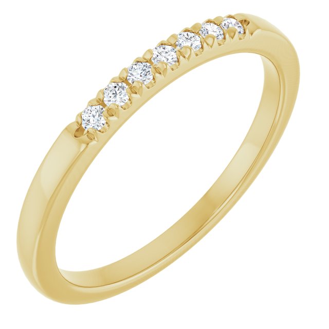14K Yellow Or White Gold Round 1.5 Mm Polished 1/10 Ctw Lab-Grown Diamond French-Set Anniversary Band Size 7