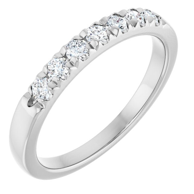 14K Yellow Or White Gold Round 2.25 Mm Polished 1/4 Ctw Lab-Grown Diamond French-Set Anniversary Band Size 7