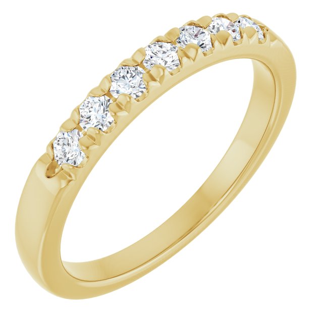 14K Yellow Or White Gold Round 2.25 Mm Polished 1/4 Ctw Lab-Grown Diamond French-Set Anniversary Band Size 7