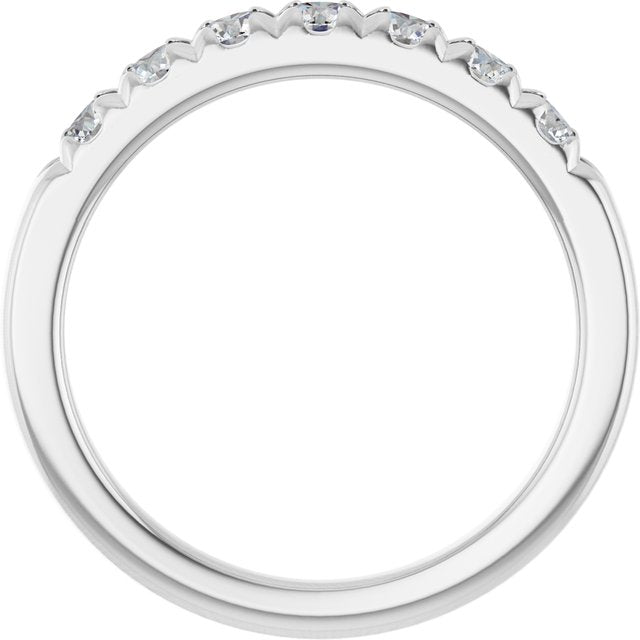 14K White Gold Round 2.75 Mm Polished 1/2 Ctw Lab-Grown Diamond French-Set Anniversary Band Size 7