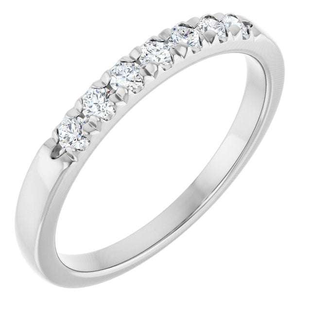 14K Yellow Or White Gold Round 2 Mm Polished 1/5 Ctw Lab-Grown Diamond French-Set Anniversary Band, Size 7