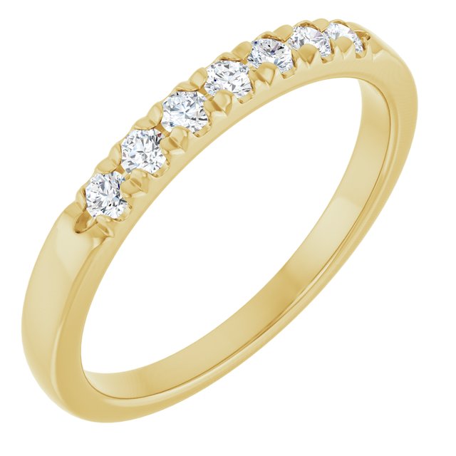 14K Yellow Or White Gold Round 2 Mm Polished 1/5 Ctw Lab-Grown Diamond French-Set Anniversary Band, Size 7