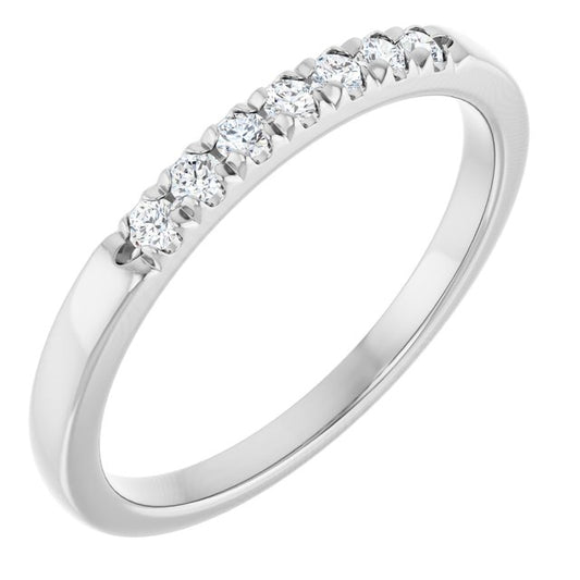 14K Yellow Or White Gold Round 1.7 Mm Polished 1/8 Ctw Lab-Grown Diamond French-Set Anniversary Band Size 7