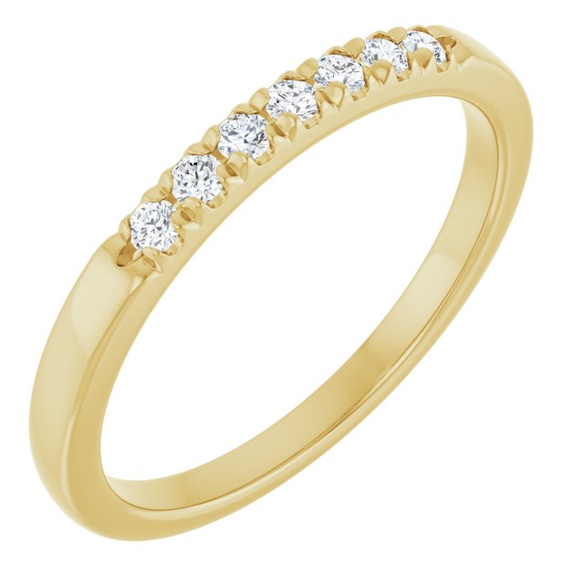 14K Yellow Or White Gold Round 1.7 Mm Polished 1/8 Ctw Lab-Grown Diamond French-Set Anniversary Band Size 7