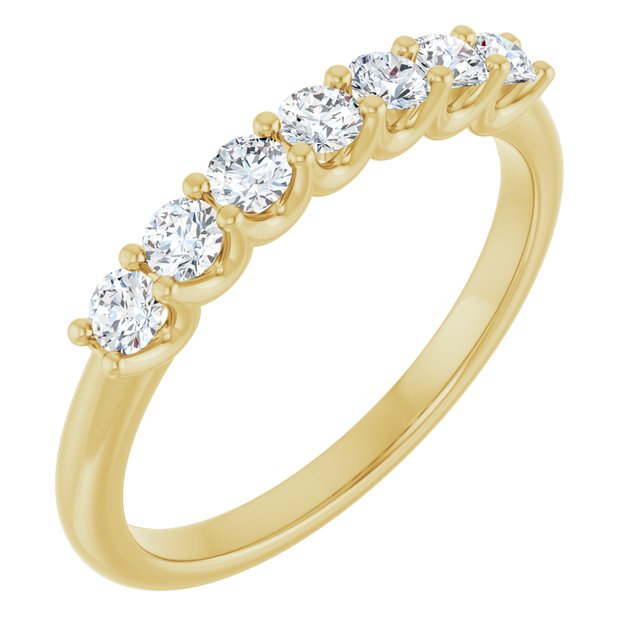14K Yellow Gold Round 2.5 Mm Polished 3/8 Ctw Lab-Grown Diamond Anniversary Band Size 7