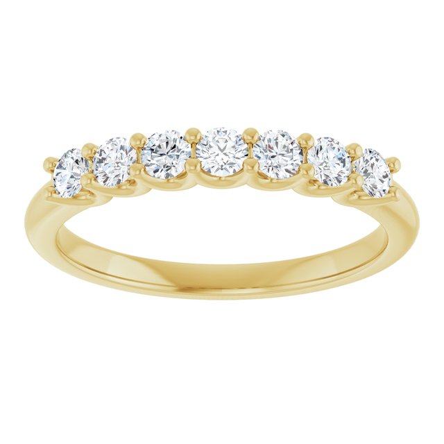 14K Yellow Gold Round 2.5 Mm Polished 3/8 Ctw Lab-Grown Diamond Anniversary Band Size 7