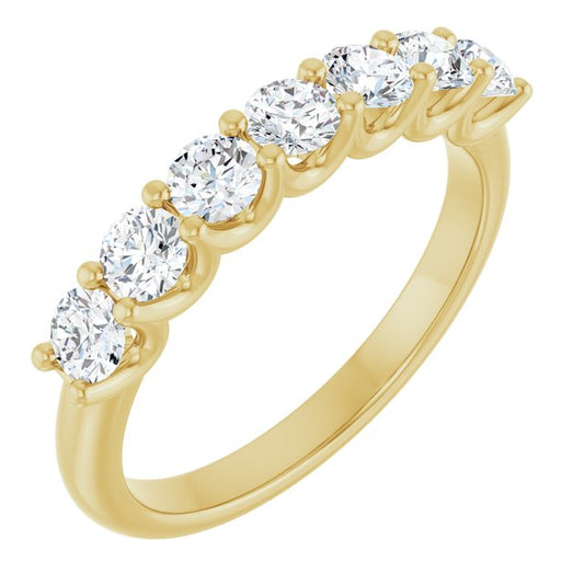 14K Yellow Gold Round 2.75 Mm Polished 1/2 Ctw Natural Diamond Anniversary Band Size 7