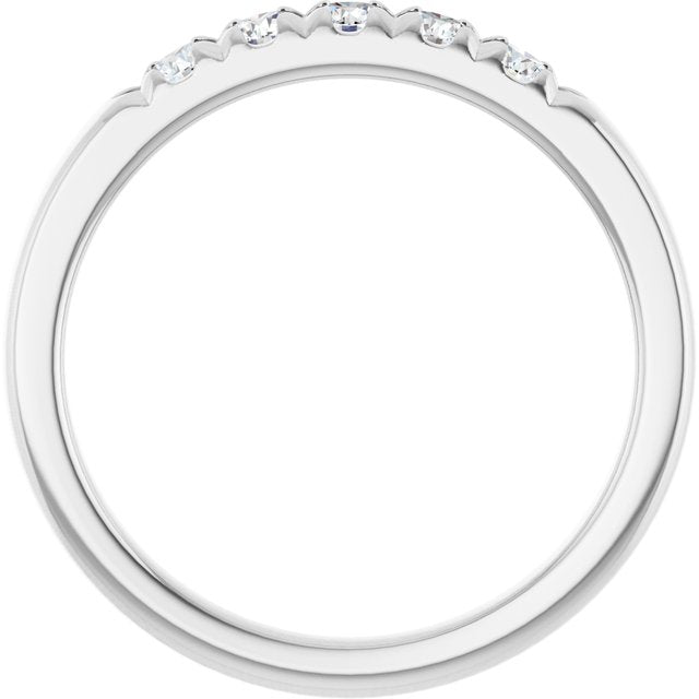 14K White Gold Round 2.5 Mm Polished 1/3 Ctw Natural Diamond French-Set Anniversary Band, Size 7
