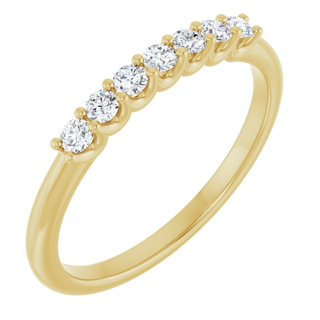 14K Yellow Or White Gold Round 2 Mm Polished 1/5 Ctw Lab-Grown Diamond Anniversary Band Size 7