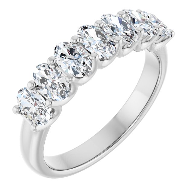 14K Yellow Or White Gold Oval 5 X 3 Mm Polished 1 1/3 Ctw Lab-Grown Diamond Anniversary Band
