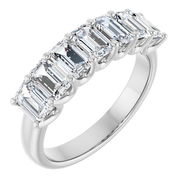 14K Yellow Or White Gold Emerald 5 X 3 Mm Polished 2 1/6 Ctw Lab-Grown Diamond Anniversary Band Size 7