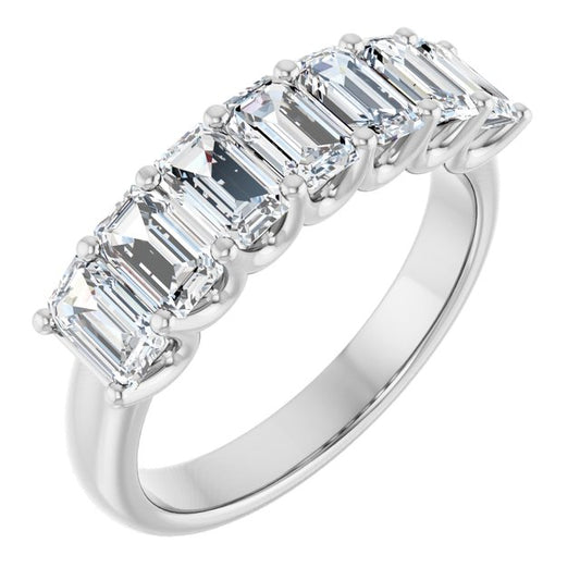 14K Yellow Or White Gold Emerald 5 X 3 Mm Polished 2 1/6 Ctw Lab-Grown Diamond Anniversary Band Size 7