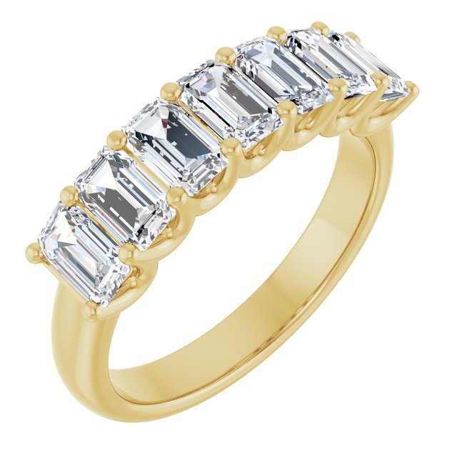 14K Yellow Or White Gold Emerald 5 X 3 Mm Polished 2 1/6 Ctw Lab-Grown Diamond Anniversary Band Size 7