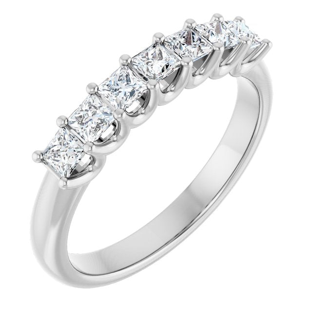 14K White Gold Square 2.5 X 2.5 Mm Polished 5/8 Ctw Lab-Grown Diamond Anniversary Band Size 7