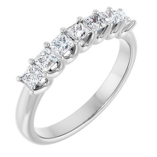 14K White Gold Square 2.5 X 2.5 Mm Polished 5/8 Ctw Lab-Grown Diamond Anniversary Band Size 7