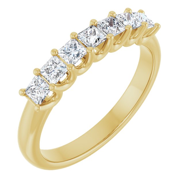 14K Yellow Gold Square 2.5 X 2.5 Mm Polished 5/8 Ctw Natural Diamond Anniversary Band
