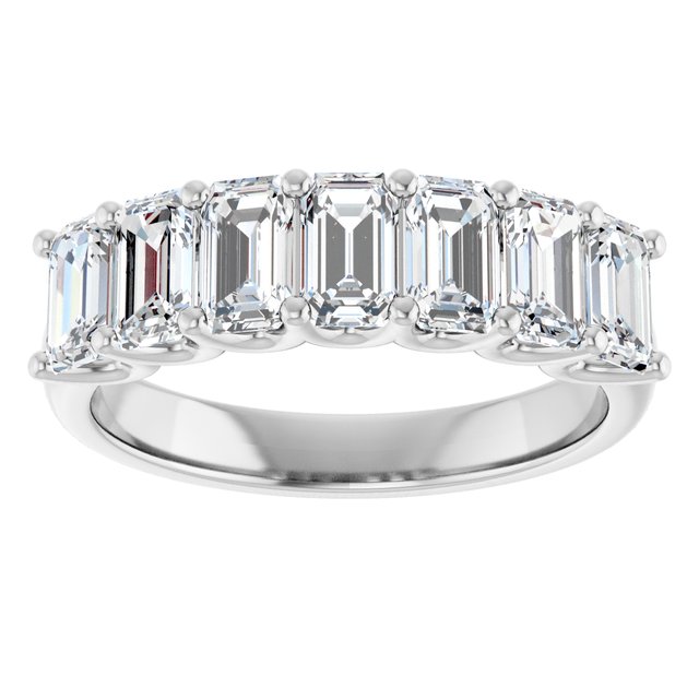 14K Yellow Or White Gold Emerald 5 X 3 Mm Polished 2 1/6 Ctw Lab-Grown Diamond Anniversary Band Size 7