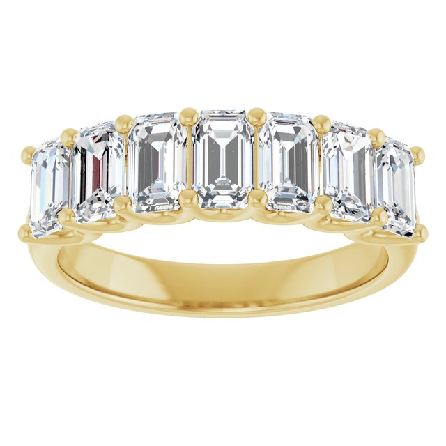 14K Yellow Or White Gold Emerald 5 X 3 Mm Polished 2 1/6 Ctw Lab-Grown Diamond Anniversary Band Size 7
