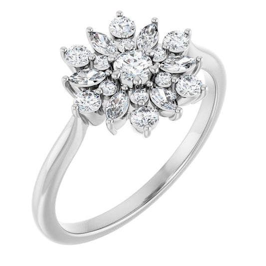 14K White Or Yellow Or Rose Gold Round 3 Mm Polished 1/2 Ctw Natural Diamond Vintage-Inspired Ring, Size 7