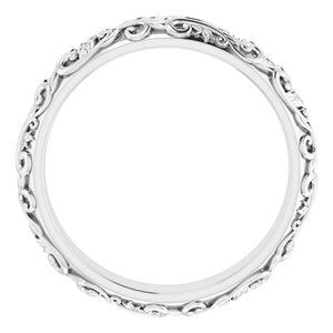 Sterling Silver Sculptural Band With Milgrain Center Size 8