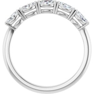 14K White Gold Marquise 4.25 X 2.25 Mm Polished 1/2 Ctw Natural Diamond Anniversary Band Size 7