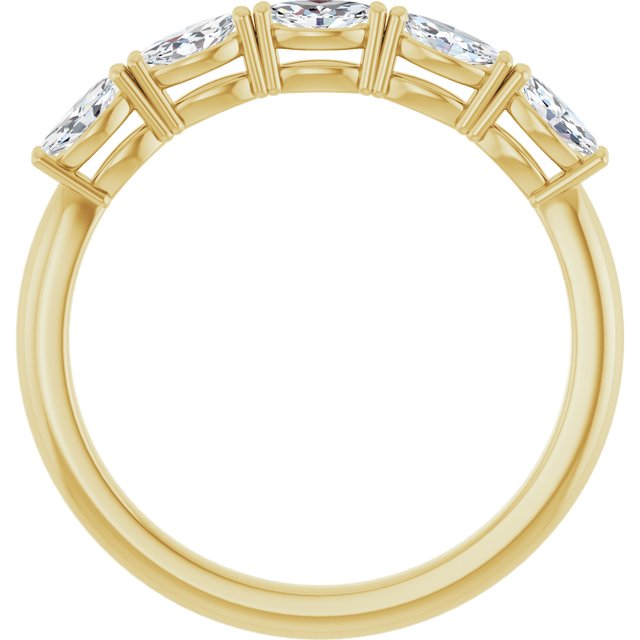14K Yellow Gold Marquise 4.25 X 2.25 Mm Polished 1/2 Ctw Natural Diamond Anniversary Band, Size 7