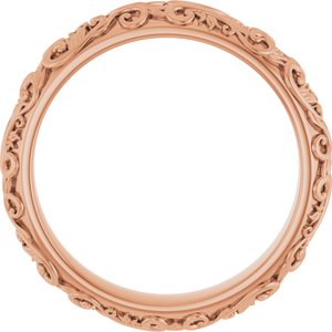 14K Rose Gold Sculptural Band With Milgrain Center Size 7