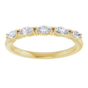 14K Yellow Gold Marquise 4 X 2 Mm Polished 1/3 Ctw Lab-Grown Diamond Anniversary Band Size 7