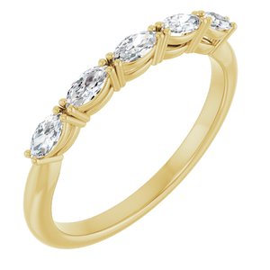 14K Yellow Gold Marquise 4 X 2 Mm Polished 1/3 Ctw Lab-Grown Diamond Anniversary Band Size 7