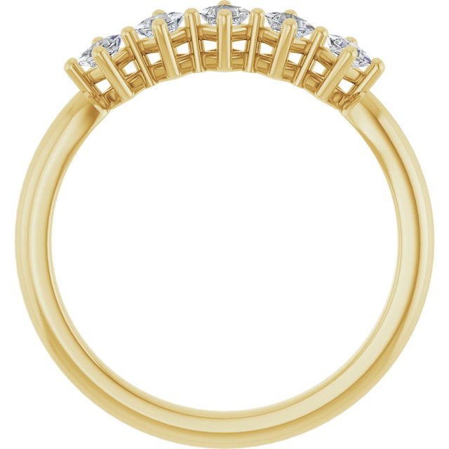 14K Yellow Gold Square 2 X 2 Mm Polished 1/4 Ctw Natural Diamond Anniversary Band, Size 7