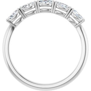 14K White Gold Marquise 4 X 2 Mm Polished 1/3 Ctw Lab-Grown Diamond Anniversary Band Size 7