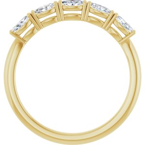 14K Yellow Gold Marquise 4 X 2 Mm Polished 1/3 Ctw Lab-Grown Diamond Anniversary Band Size 7