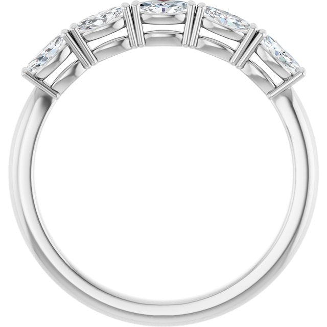 14K White Gold Marquise 4 X 2 Mm Polished 1/3 Ctw Natural Diamond Anniversary Band, Size 7