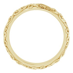 14K Yellow Gold Sculptural Band With Milgrain Center Size 10.5