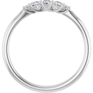 14K White Gold Round 2.5 Mm Polished 1/5 Ctw Natural Diamond 5-Stone Anniversary Band Size 7