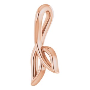 14K Rose Gold 18.2 X 8 Mm Polished Freeform Leaf Pendant