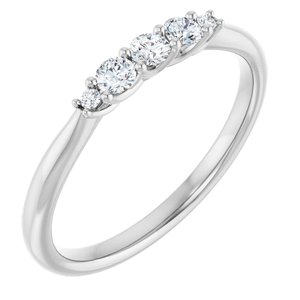 14K White Gold Round 2.5 Mm Polished 1/5 Ctw Natural Diamond 5-Stone Anniversary Band Size 7