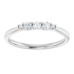 14K White Gold Round 2.5 Mm Polished 1/5 Ctw Natural Diamond 5-Stone Anniversary Band Size 7
