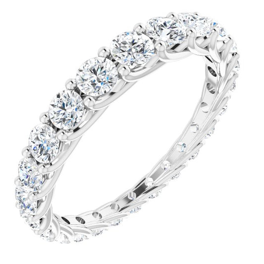 14K White Gold Round 3 Mm Si2-Si3, G-H Polished 1 1/5 Ctw Natural Diamond Graduated Eternity Band, Size 6