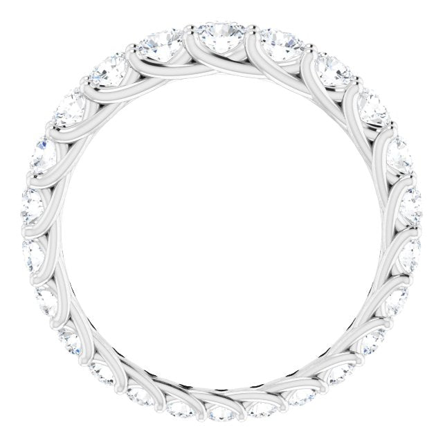 14K White Gold Round 3 Mm Si2-Si3, G-H Polished 1 1/5 Ctw Natural Diamond Graduated Eternity Band, Size 6