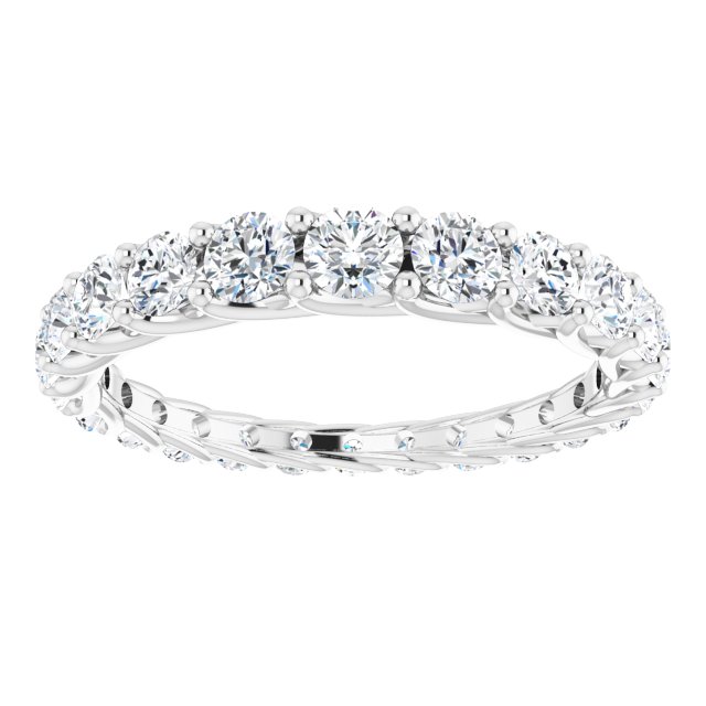 14K White Gold Round 3 Mm Si2-Si3, G-H Polished 1 1/5 Ctw Natural Diamond Graduated Eternity Band, Size 6