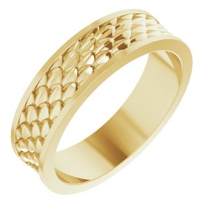14K Yellow Or White Or Rose Gold Or Sterling Silver Or Platinum 6 mm Scale Patterned Band