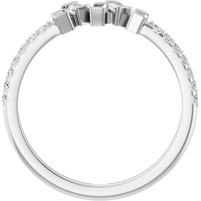 14K White Or Yellow Gold Polished 1/3 Ctw Natural Diamond Scattered Ring, Size 7