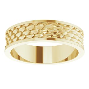 14K Yellow Or White Or Rose Gold Or Sterling Silver Or Platinum 6 mm Scale Patterned Band
