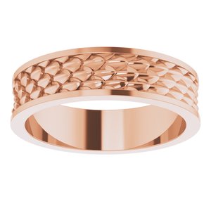 14K Yellow Or White Or Rose Gold Or Sterling Silver Or Platinum 6 mm Scale Patterned Band
